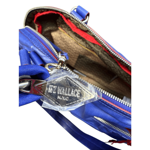 MZ Wallace Cobalt Blue Coated Leather Satchel Shoulder Bag - Picture 11 of 12